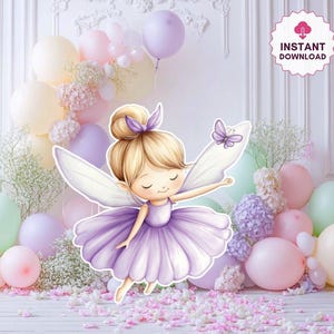 Fairy Big Decor Cutout Cute Fairy Birthday Fairy Party Decoration Floral Fairy Princess Fairy Birthday Party Cutouts Instant Download