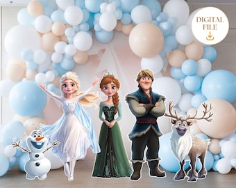 Frozen Cutout Bundle, Frozen Party Decoration, Elsa Anna Kristoff Olaf Sven Cutouts, Birthday Party Stand Up Prop, Digital Download