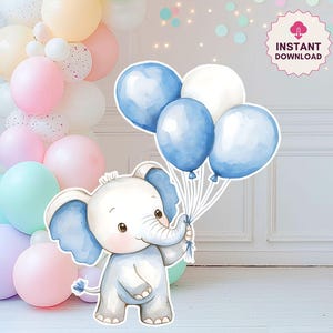 Baby Elephant Cutout: Baby Shower Birthday Party Decoration (Digital Download)