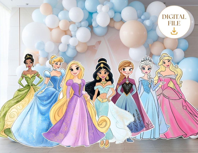 Big Decor Princess Cutout Bundle, Princess Theme Party Decor, Princess Birthday Decoration Baby Shower, Digital Downalod