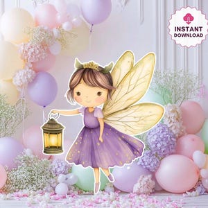 Fairy Big Decor Cutout Cute Fairy Birthday Fairy Party Decoration Floral Fairy Princess Fairy Birthday Party Cutouts Instant Download
