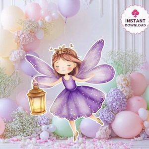 Fairy First Birthday Cutouts Cute Fairy Birthday Fairy Party Decoration Floral Fairy Princess Fairy Birthday Party Cutouts Instant Download