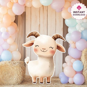 Barn Animal Big Decor Cutout, Goat Cutout, Farm Theme Birthday, Ranch Party, Barnyard Birthday Prop, Baby Farm Animals, Instant Download