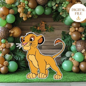 Lion King verjaardag knipsel, Simba knipsel, Lion King thema feestdecoraties, verjaardagsfeestje babyshower stand-up prop, digitale download