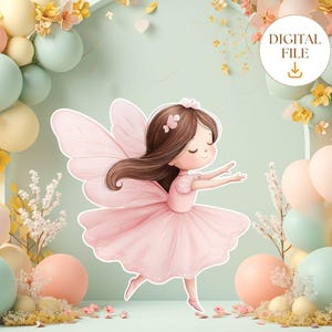 Fairy Big Decor Cutout Cute Fairy Birthday Fairy Party Decoration Floral Fairy Princess Fairy Birthday Party Cutouts Instant Download