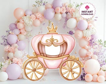 Princess Carriage Party Decor Cutout: Birthday Photo Booth Prop (Digital Download