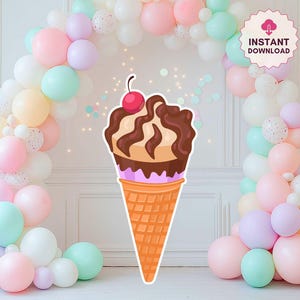 Ice Cream Theme Cutout, Candyland Cutout Decor, Candyland Theme Birthday Party Stand Up Prop, Sweet Cutouts Digital Download