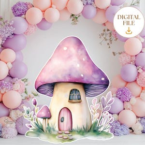 Fairy Mushroom Cutout, Fairy First Birthday Cutout, Fairy Party Decoration Fairy Theme Baby shower, Stand up Props Digital Download