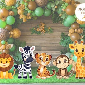 Safari Animals Big Decor Cutout Bundle, Decorazione per compleanno con animali della giungla, Ritagli a tema safari, Compleanno Wild One, Ritagli a tema safari nella giungla
