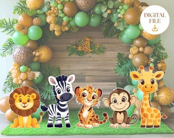 Safari Animals Big Decor Cutout Bundle, Jungle Animal Birthday Decor, Safari Theme Cutouts, Wild One Birthday, Jungle Safari Cutouts