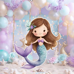 Mermaid Big Decor Cutout Birthday Under The Sea Decor, Mermaid Theme Party Decoration Magical Sea Party Stand up Props Instant Download