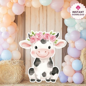 Barn Animal Big Decor Cutout, Cow Cutout, Farm Themed Birthday, Ranch Animals Party, Barnyard Birthday Decor, Stand up Prop Instant Download