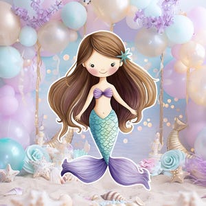 Mermaid Birthday Party Cutout Decorations: Under The Sea Theme (Digital Download