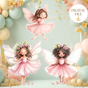 Fairy Big Decor Cutout Bundle Fairy First Birthday Cute Fairy Birthday Party Decoration Fairy Baby Shower Party Cutouts Instant Download