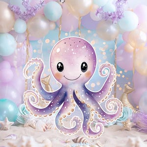 Ocean Big Decor Cutout Under the Sea Party Decorations, Octopus Cutout, Sea Animal Cut Outs, Birthday Party Stand Up Prop, Digital Download