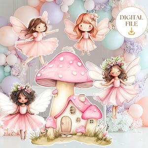 Fairy Big Decor Cutout Bundle Fairy First Birthday Cute Fairy Birthday Party Decoration Fairy Baby Shower Party Cutouts Instant Download