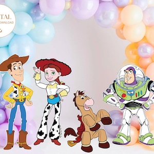 Recorte de Toy Story, decoración recortable de Toy Story, decoración de fiesta temática de Toy Story de Buzz, accesorio de pie para fiesta de cumpleaños, descarga digital