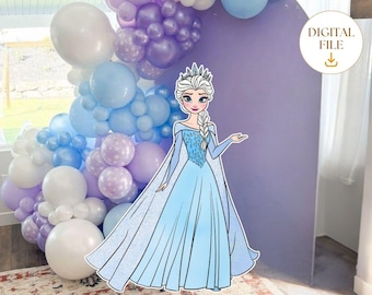 Elsa Cutout, Frozen Theme Decor, Frozen Party Decoration, Princess Birthday Party Baby Shower, Stand Up Prop, Digital Download