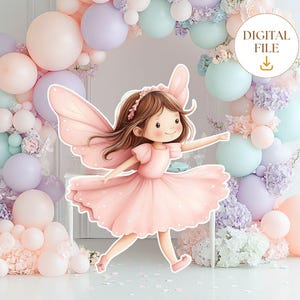 Fairy Big Decor Cutout Cute Fairy Birthday Fairy Party Decoration Floral Fairy Princess Fairy Birthday Party Cutouts Instant Download