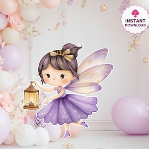 Fairy First Birthday Cutouts Cute Fairy Birthday Fairy Party Decoration Floral Fairy Princess Fairy Birthday Party Cutouts Instant Download