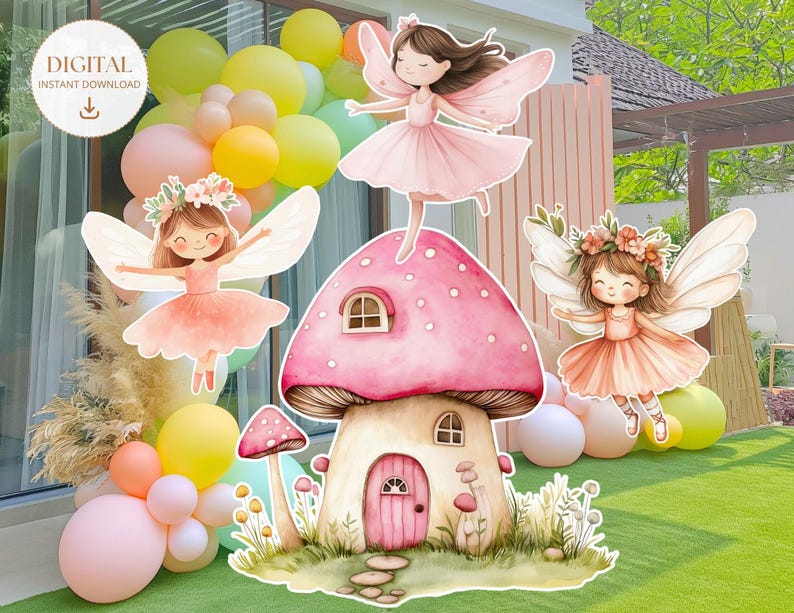 Fairy Big Decor Cutout Bundle Cute Fairy Birthday Fairy Party Decoration Floral Fairy Princess Fairy Birthday Party Cutouts Instant Download