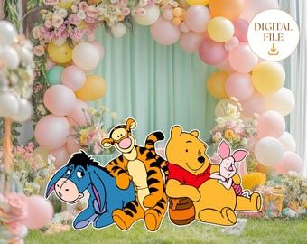 Winnie The Pooh Cutout Decor, Classic Winnie the Pooh Cutout, Baby Shower, Pooh Birthday Party Stand Up Prop Digital Downlad