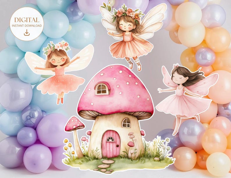 Fairy Big Decor Cutout Bundle Cute Fairy Birthday Fairy Party Decoration Floral Fairy Princess Fairy Birthday Party Cutouts Instant Download