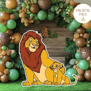Recorte do Rei Leão, Decoração para Festa de Bebê Simba, Decoração para Festa do Rei Leão Simba, Festa de Aniversário, Suporte para Carrinho, Download Digital