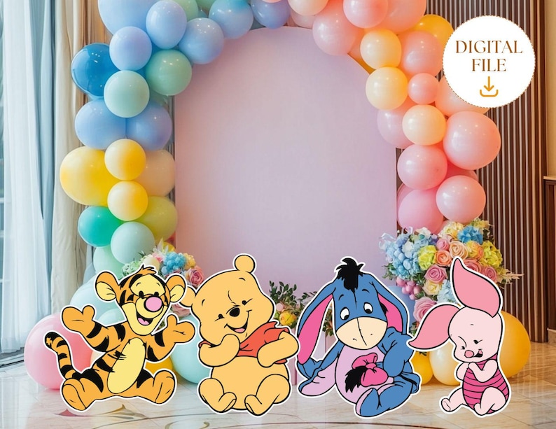 Baby Winnie The Pooh Bundle Cutout, Winnie And Friends, Party Decoration Baby shower Pooh Birthday Party Stand Up Prop Digital Download