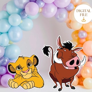 Recorte del Rey León, decoración recortada de Simba, decoración para fiesta temática del Rey León, utilería de pie para fiesta de cumpleaños, descarga digital