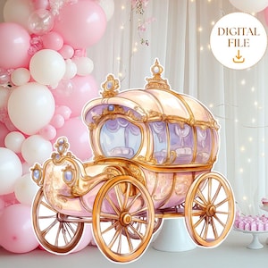 Carriage Big Decor Cutout Princess Birthday Party Large Princess Carriage Cutout, Princess Theme Cutout, Instant Download