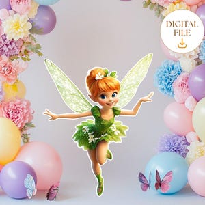 Fairy Girl Big Decor Cutout, Cute Fairy Birthday Fairy Party Decoration Floral Fairy Princess Fairy Birthday Party Cutouts Instant Download
