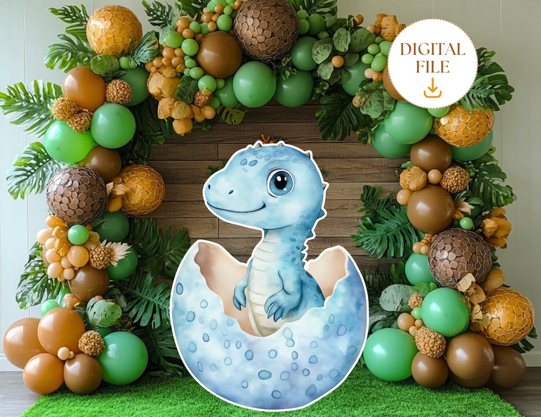 Baby Dinosaur in Egg Cutout Decor, Blue Dinosaur Baby Shower & Birthday ...