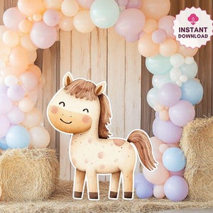 Barn Animal Big Decor, Horse Cutout, Farm Themed Birthday, Ranch Party, Barnyard Birthday Prop, Stand up Prop Instant Download