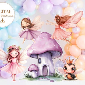 Fairy Big Decor Cutout Bundle Cute Fairy Birthday Fairy Party Decoration Floral Fairy Princess Fairy Birthday Party Cutouts Instant Download