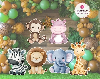 Safari Animals Big Decor Cutout Bundle, Jungle Animal Birthday Decor, Safari Theme Cutouts, Wild One Birthday, Jungle Safari Cutouts