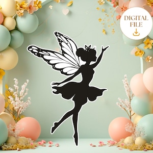 Fairy Girl Big Decor Cutout, Cute Fairy Birthday Fairy Party Decoration Floral Fairy Princess Fairy Birthday Party Cutouts Instant Download