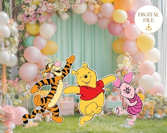 Winnie The Pooh Bundle Cutout, Classic Winnie And Friends, Pooh Baby shower, Pooh Birthday Party Stand Up Prop, Digital Download