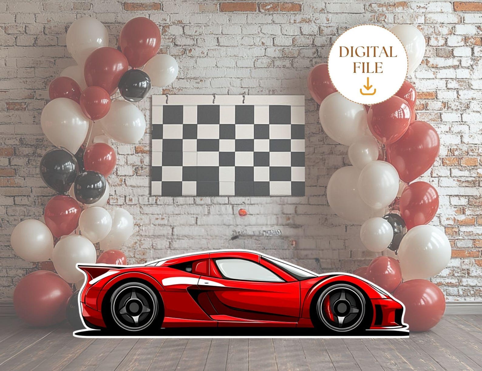 Car Racing Boy Standee Graphics Race Car Birthday Cutout, Racing Theme Party Decor, Red Car Standee ...