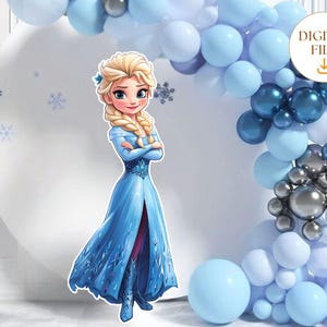 Elsa CutOut, Frozen Decor, Frozen Party Decoration Theme, Birthday Party, Stand Up Prop, Digital Download