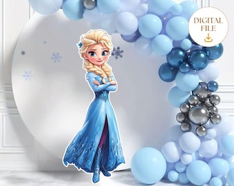 Elsa CutOut, Frozen Decor, Frozen Party Decoration Theme, Birthday Party, Stand Up Prop, Digital Download