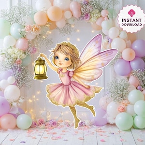 Fairy Big Decor Cutout Cute Fairy Birthday Fairy Party Decoration Floral Fairy Princess Fairy Birthday Party Cutouts Instant Download
