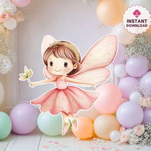 Fairy Big Decor Cutout Cute Fairy Birthday Fairy Party Decoration Floral Fairy Princess Fairy Birthday Party Cutouts Instant Download