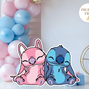 Stitch and Angel Cutout, Lilo and Stitch Big Decor, Party Decoration Baby shower,Birthday Party Stand Up Prop, Digital Download