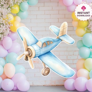 Airplane Cutout Party Decor: Aviation Baby Shower Prop (Digital Download)
