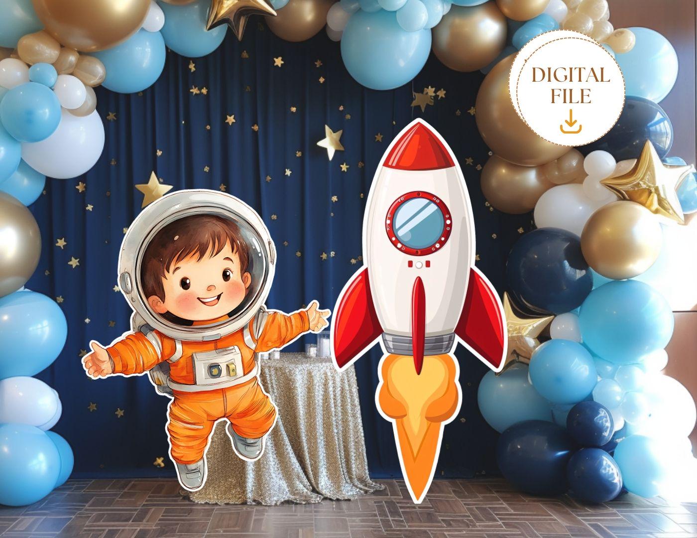 Astronaut Cutout, Outer Space Cutout Decor, Printable Space Party Decoration, Rocket Theme Party Decor Party Stand Up Prop, Digital Download