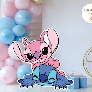 Stitch and Angel Cutout, Lilo and Stitch Big Decor, Party Decoration Baby shower,Birthday Party Stand Up Prop, Digital Download