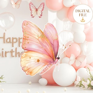 Ritaglio di farfalla fata, decorazione farfalla pastello, accessorio per feste a tema fata, supporto a farfalla, ritagli di compleanno per baby shower, download digitale