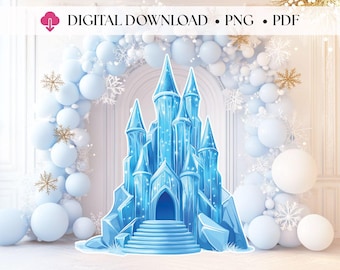 Frozen Castle Cutout, Frozen Decorations Princess Birthday Party, Castle Big Decor, Stand-up prop Instant Download