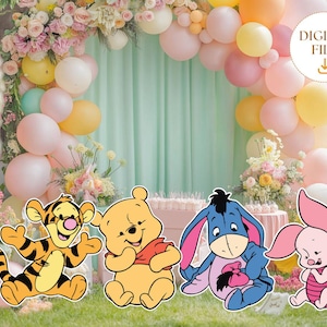 Baby Winnie The Pooh Bundle Cutout, Winnie And Friends, Party Decoration Baby shower Pooh Birthday Party Stand Up Prop Digital Download